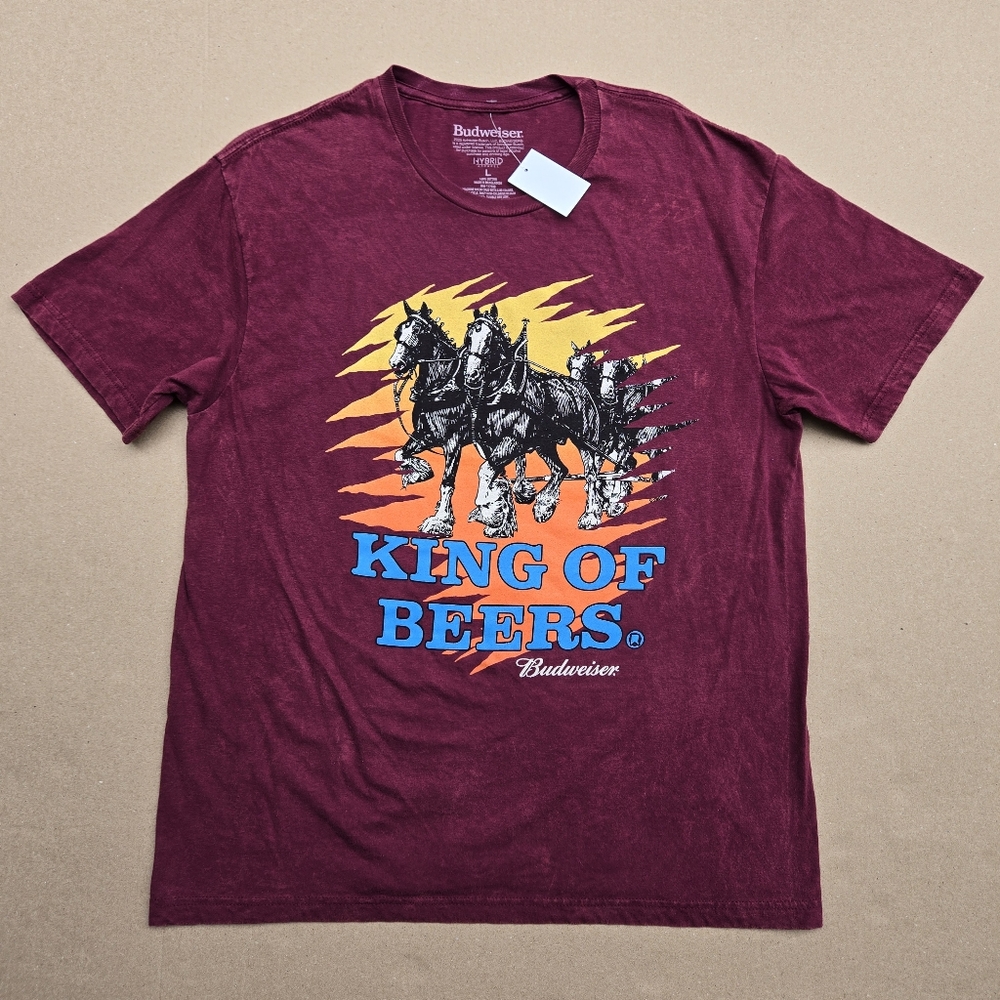 Budweiser Graphic Tee Crewneck Short Sleeve Tops T-shirt Cotton Men Size L
